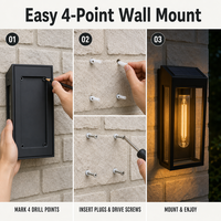 Lampes solaires murales 2700K, ampoule Edison, étanches, pour clôture de jardin, patio, cour