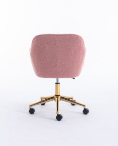 Modern Teddy Fabric Lift <strong>Chair</strong> with Adjustable Height 360 Degree Swivel Rotation Gold Metal Legs Universal Wheel <strong>Pink</strong> - Product Image 2