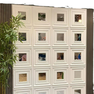 Panneau miroir carré en PVC blanc 50*50cm, design géométrique moderne 3D, résistant à l'<span class=keywords><strong>humidité</strong></span> - Product Image 1