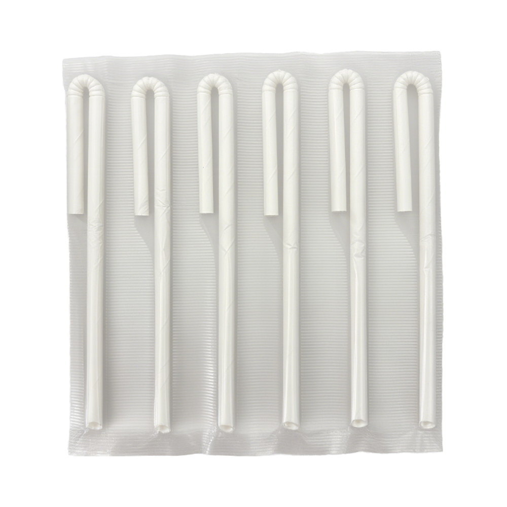 Disposable U-shaped Bendy Pointed Paper Straw Bio-degradable White Telescopic/ Straight Drinking Straw for Milk Yogurt Beverage