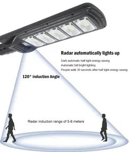 2023 exterior impermeable IP65 100W 200W 300W 400W 500W lámpara LED lista de precios Luz de calle solar con cámara CCTV