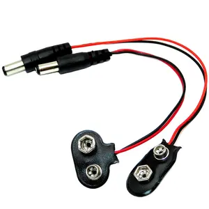 Connecteur d'alimentation personnalisé 9V DC 5.5x2.1mm avec connecteur à pression de batterie 9V, Clip de fils de plomb, support de câble, adaptateur de prise Jack