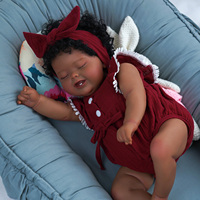 Poupée Reborn Bébé Africaine Américaine réaliste de 20 pouces Babeside Bobby, peau noire, fille, jouet doux, mini-jouet avec cheveux noirs courts
