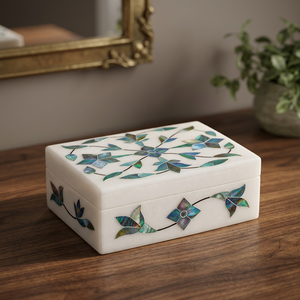 Joyero con incrustaciones de mármol de nácar de la mejor calidad para niñas con fines de regalo disponible para la venta en la India - Product Image 1