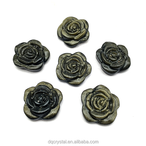 Vente en gros de fleurs en cristal d'<span class=keywords><strong>obsidienne</strong></span> <span class=keywords><strong>dorée</strong></span> naturelle, artisanat en cristal, mini fleur de rose en <span class=keywords><strong>obsidienne</strong></span> <span class=keywords><strong>dorée</strong></span> de 3 cm pour cadeau - Product Image 1