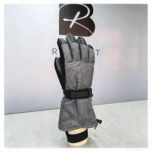 Guantes de esquí y snowboard de poliéster premium para invierno, color gris, con dedos separados, impermeables, resistentes a la abrasión, antideslizantes en la palma, térmicos. - Product Image 1