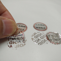 Étiquettes adhésives holographiques argentées inviolables avec code-barres PET, sceau de sécurité personnalisé, emballage antivol, échantillon gratuit