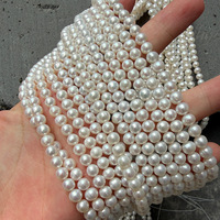 Perles d'eau douce naturelles semi-rondes de 5-6 mm, qualité 2A, origine Chine, brin semi-finie pour DIY, environ 39 cm de long, 70