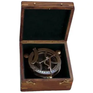 Handmade Nautical Brass Sundial Compass With Box Suppliers of nautical compasses at low price