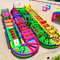 Parcours d'obstacles gonflable géant pour course d'assaut, jeu de terrain de jeu pour location de carnaval