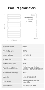 Sèche-<span class=keywords><strong>serviettes</strong></span> électrique personnalisé pour la maison, l'hôtel, chauffage intelligent à température constante pour la salle de bain - Product Image 4