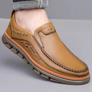 Mocasines de cuero para hombre, sin cordones, con punta cerrada, suela de goma, cómodos, informales de negocios, para todas las estaciones - Product Image 4