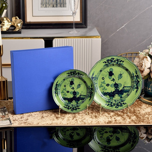 Golden Flower Vintage Decorative Dishes Ceramic Porcelain Luxury <b>Dinnerware</b> <b>Set</b> All Color Custom Italian Bone China Gift - Product Image 5