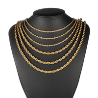 Chaîne en acier inoxydable à maillons français, plaquée or par électrolyse sous vide, collier chaîne corde, accessoire de bijouterie pour homme