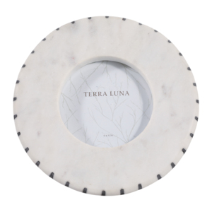 Cornice rotonda in marmo Terra Luna 4x4 pollici per decorazioni da tavolo per la casa - Product Image 1