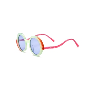 Lunettes de soleil rondes à monture complète, monture multicolore, verres miroir roses, unisexe, adulte, mode décontractée, légères - Product Image 4