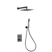 Robinet thermostatique Vaguel avec douche à massage, ensemble de douche de pluie dorée brossée, ensemble de douche de pluie pour salle de bain