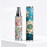 Nouveau flacon pulvérisateur de parfum rond en verre de 10 ml avec motif givré, estampage doré et impression sérigraphiée, diffuseur de roseaux portable