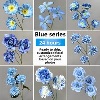 Bunga Sutra Seri Biru Buatan Tangan Realistis Berkualitas Tinggi untuk Dekorasi Pernikahan, Bunga Lorong, dan Dekorasi Rumah
