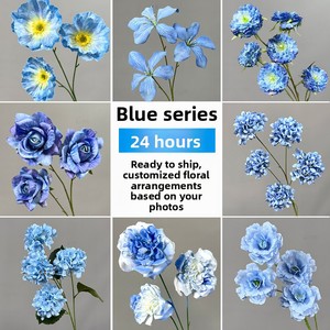 Fleurs artificielles en soie série bleue, haut de gamme, réalistes, bouquets faits main pour événements de mariage, fleurs d'allée, décoration intérieure - Product Image 2