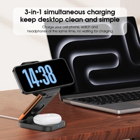 Station de charge sans fil 3 en 1 pour plusieurs appareils Chargeur sans fil magnétique pliable 15W