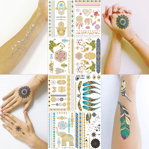 Corpo temporaneo metallico moda <span class=keywords><strong>Tatoo</strong></span> personalizzato oro tatuaggio adesivo metallizzato gioiello foil tatuaggio temporaneo tatuaggio - Product Image 5
