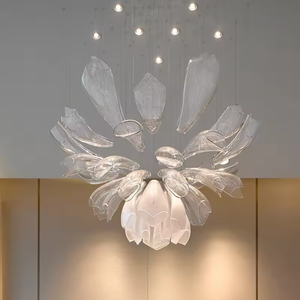 Zèle éclairage lustres personnalisés pendentif or haut plafonnier suspendu lustre moderne en cristal - Product Image 1