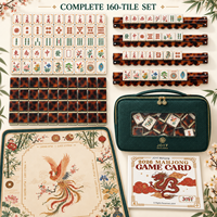 Tuiles de Mahjong en Acrylique de Luxe Vintage Dynasty, Mahjong Américain avec Design Dos Écaille de Tortue et Tapis de Jeu Imprimé Phénix Élégant