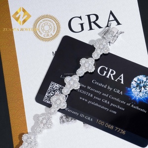 Pulsera de Eslabones Cubanos con Forma de Cruz, con Diamantes de Moissanita Impecables, Plata S925, Estilo Hip Hop, con Certificado GRA - Product Image 4