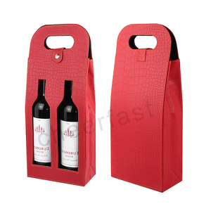 Hot Bán Độc Đáo Rượu Vang Tote Tàu Sân Bay Túi Chai Đôi Da Với Xử Lý Cam Tuyệt vời Rượu Vang Người Yêu Quà Tặng PU Da Túi Rượu Vang - Product Image 2