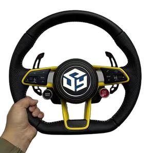 Volant de voiture personnalisé pour <span class=keywords><strong>Audi</strong></span> R8 TT TTS T <span class=keywords><strong>RS</strong></span> A6 A7 A3 A4 A5 Sport à fond plat volant en fibre de carbone Paddle Shift - Product Image 4