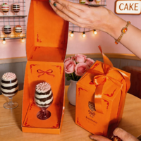 Boîte à gâteau pliable en papier pour mariage, anniversaire, Saint-Valentin, emballage de cupcakes en verre avec design personnalisé