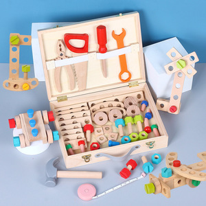 Cross-Border Wooden Simulation Repair Toolbox Children's Educational <b>Toys</b> Boys Girls Ages 4-6 Baby Little Carpenter Hands-On - Product Image 2