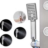 Panneaux de douche muraux en acier inoxydable avec pommeau de douche thermostatique en céramique noire à jet doux, collection de luxe en promotion