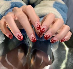 Vente en gros Style français <span class=keywords><strong>Flamme</strong></span> carré <span class=keywords><strong>faux</strong></span> ongles presse sur ABS artificiel <span class=keywords><strong>faux</strong></span> ongles conseils colle ongles conseils courts - Product Image 1