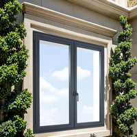 Marco de aluminio con rotura de puente térmico de diseño moderno, puertas de ventanas abatibles abiertas con doble acristalamiento para apartamento, calificado Energy Star
