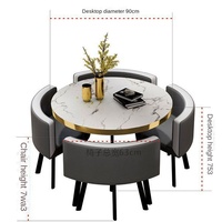 Ensemble de table à manger ronde moderne avec 4 chaises, plateau en pierre frittée, table compacte pour salon de luxe