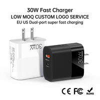 Chargeur mural rapide double port USB-A Type-C 30W, prise EU/US, protection multicouche, logo personnalisé, directement de l'usine