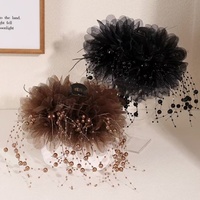 Épingle à cheveux élégante en forme de fleur de pivoine avec pompon en alliage d'acétate pince à requin pour la coiffure de la tête arrière griffes de cheveux en plastique PC