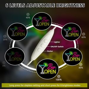 <b>Bar</b> open <b>LED</b> neon sign dimmable USB powered ambient <b>light</b> shop window decoration <b>light</b> street indicator <b>light</b> landscape <b>light</b> 5v - Product Image 2