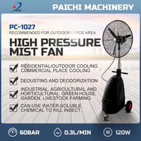 Ventilateur de sol industriel haute puissance Paichi PC-1027 en laiton avec humidification par atomisation d'eau de 0,3 L et brumisation haute pression 60 BAR