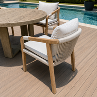 Ensemble de table à manger d'extérieur en teck rond Hangkai, style moderne et commercial, pour hôtel, restaurant, jardin