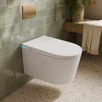 Inodoro Inteligente de Pared con Control Remoto, Bidé Integrado, Asiento con Calefacción, Descarga Automática, Secado con Aire Caliente, Desodorizador, WC de Porcelana