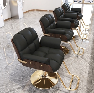 Luxury Upholstered Salon <b>Chair</b> with Adjustable Height and Gold Base - Modern Styling <b>Chair</b> for Professional Use - Product Image 3