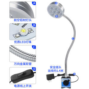 Lámpara de Mesa Industrial LED de Alta Luminosidad Wangjiatai de 24V para Reparación de Equipos CNC, Iluminación Magnética para Tornos y Máquinas Herramienta, CA - Product Image 3