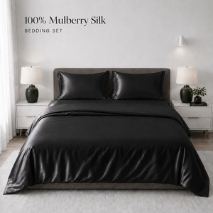 Parure de <span class=keywords><strong>lit</strong></span> de luxe en soie chinoise avec housse de <span class=keywords><strong>couette</strong></span>, taie d'oreiller et drap-housse, tailles Queen et King - Product Image 4