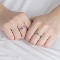 Bague de couple rétro coréenne, bague jumelée en cuivre pour hommes et femmes, bague de mariage simple à bouche ouverte