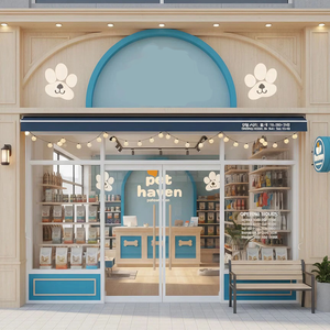 Vitrine de magasin d'animaux de compagnie en bois massif, style frais et mignon, avec éclairage LED, <span class=keywords><strong>design</strong></span> imperméable, décoration en os pour les magasins de détail - Product Image 5