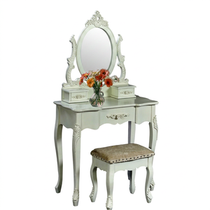 Antique Louis XV Inspired Mahogany Makeup <b>Table</b> Mirror Classic Parisian Style French Design for Home Hotel Wood Furniture - Product Image 1