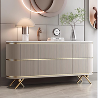Oferta Especial: Aparador Moderno de Lujo Ligero de Roble para Sala de Estar y Comedor, Mueble de Almacenamiento con Tapa de Piedra para Villa y Apartamento